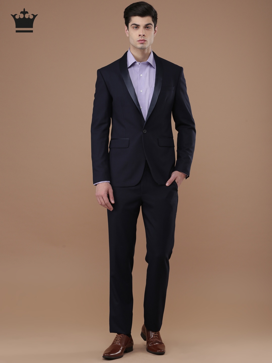 

Louis Philippe Navy Self-Design Slim Milano Fit Tuxedo Suit, Navy blue