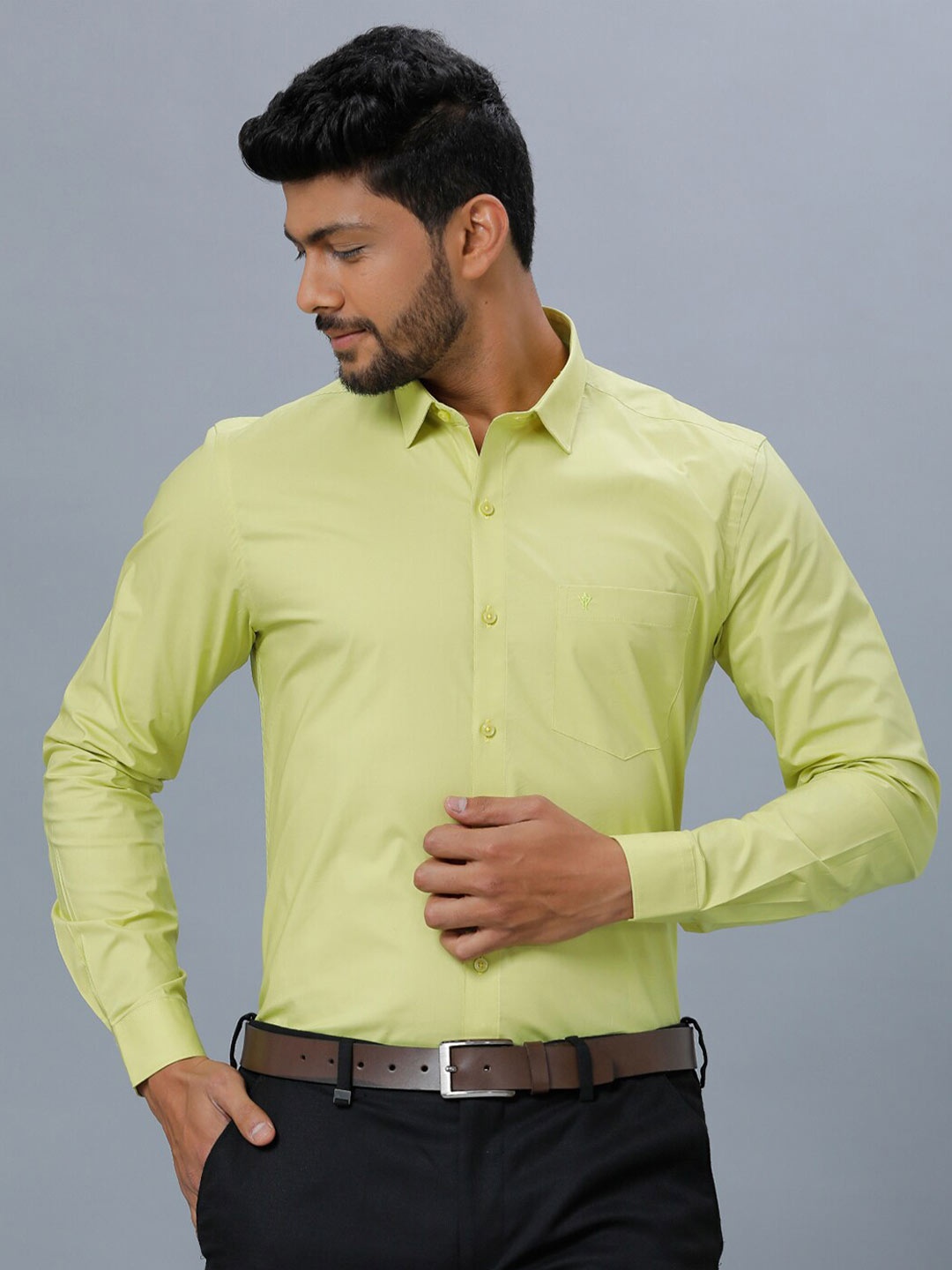 

Ramraj Men Cotton Long Sleeves Opaque Formal Shirt, Yellow