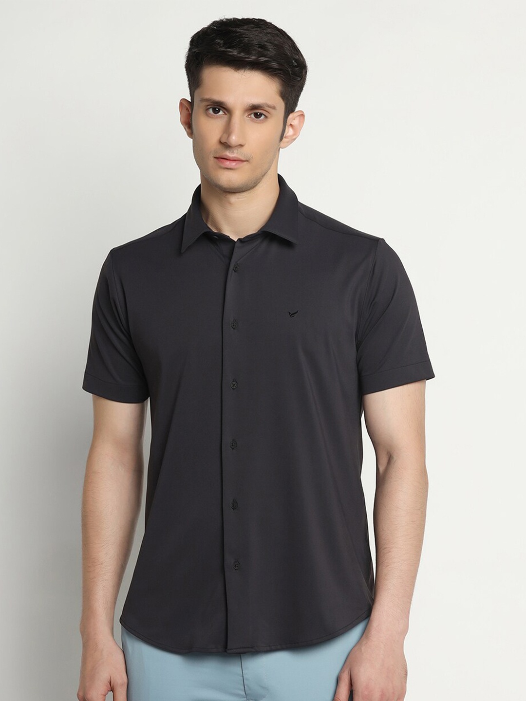 

Blackberrys Slim Fit Grid Tattersall Checks Checked Casual Shirt, Black