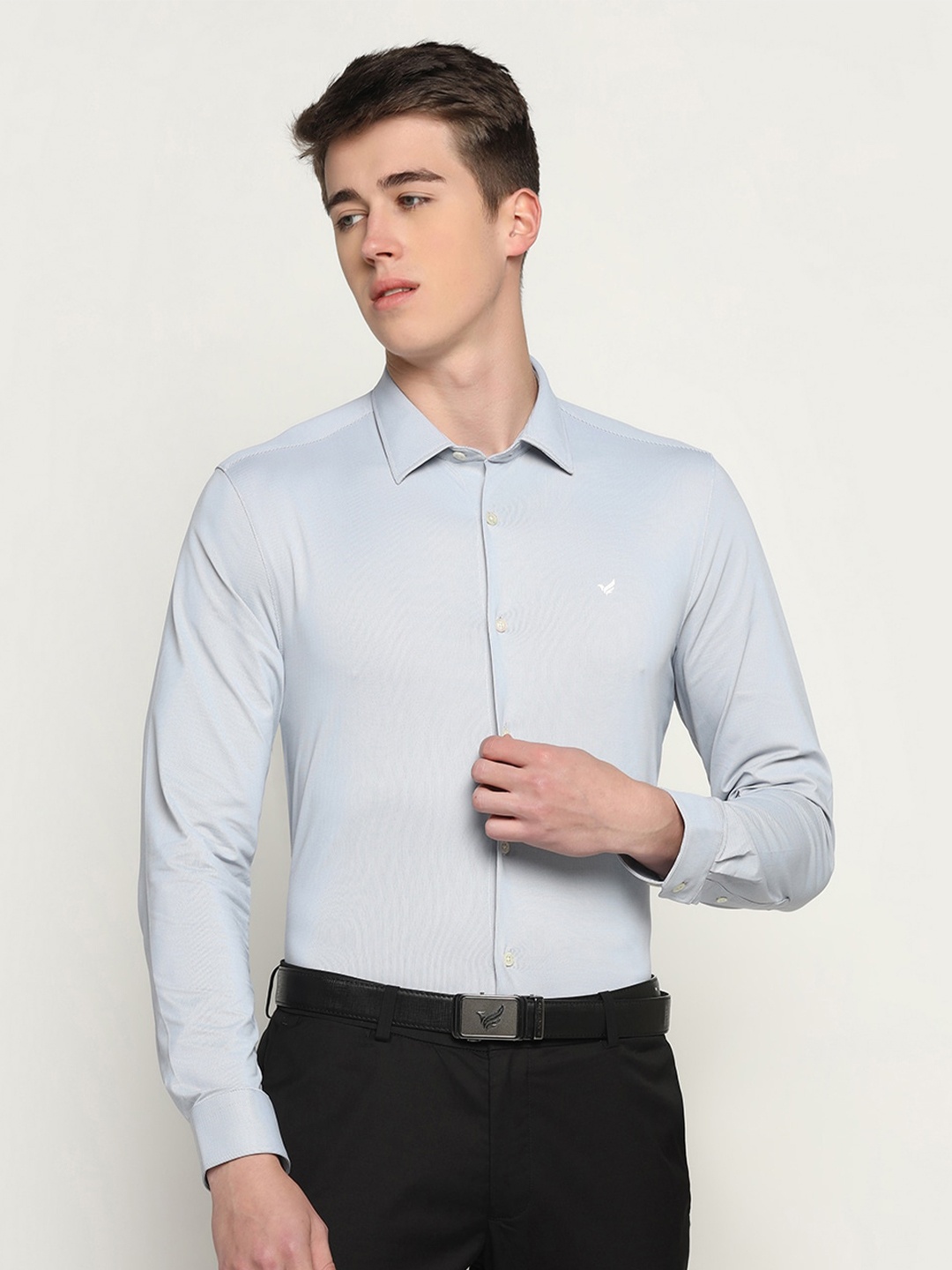 

Blackberrys TechPro Men Grey Textured Formal Shirts