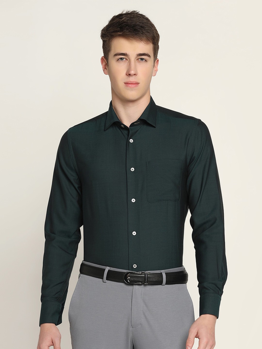 

Blackberrys Slim Fit Pure Cotton Formal Shirt, Olive