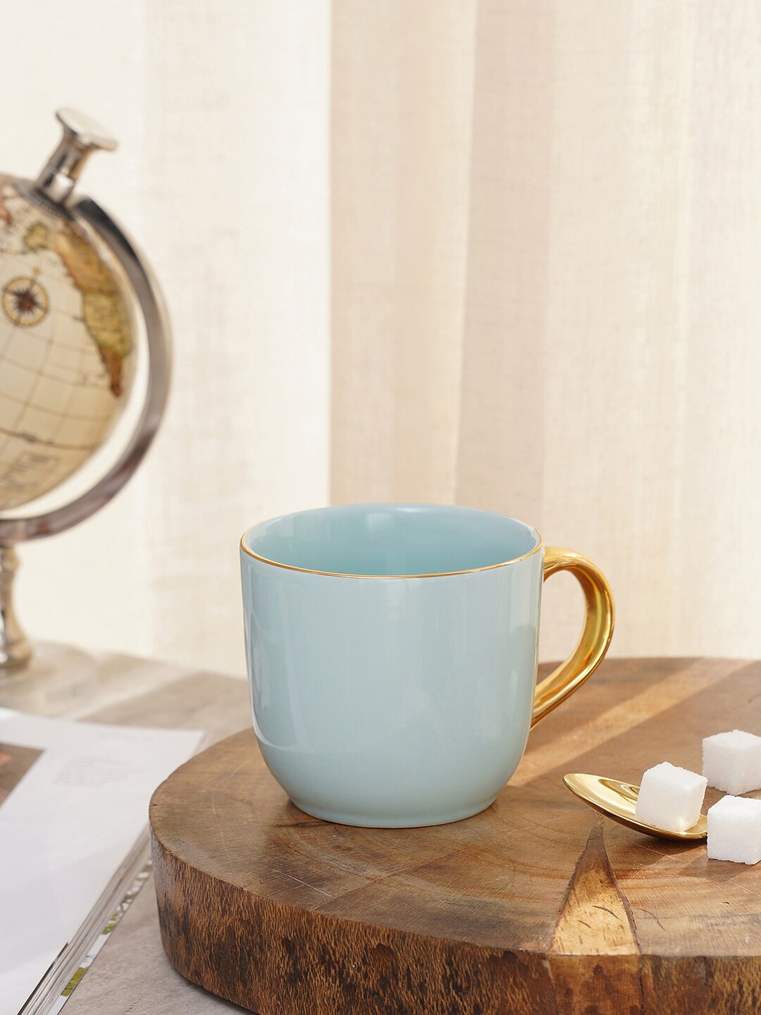 

Pure Home and Living Blue 2 Pieces Porcelain Glossy Coffee Mugs With Handle 330 ml Each