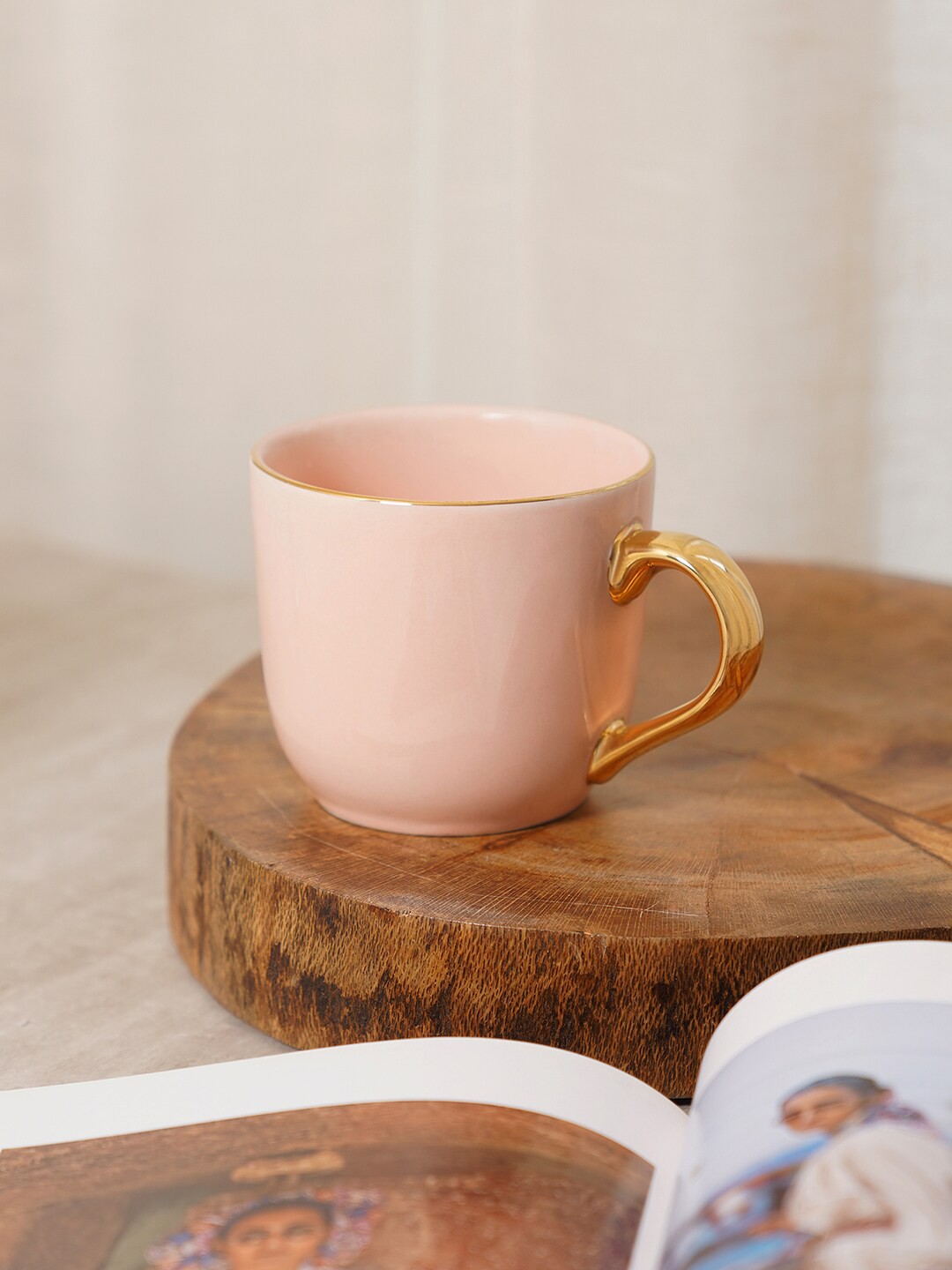 

Pure Home and Living Pink 2 Pieces Porcelain Glossy Coffee Mugs With Handle 330 ml Each