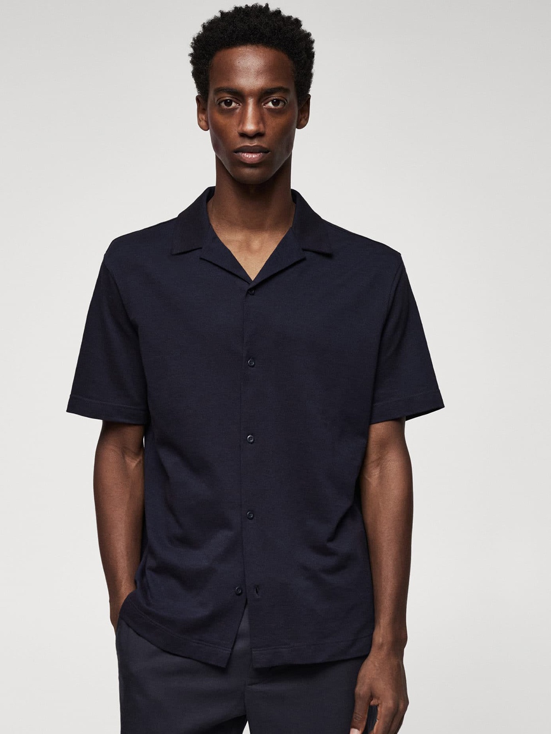 

MANGO MAN Solid Casual Shirt, Navy blue