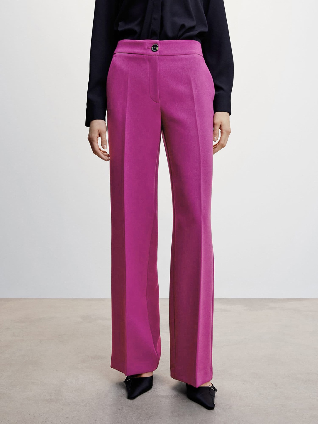 

MANGO Women Magenta High-Rise Trousers