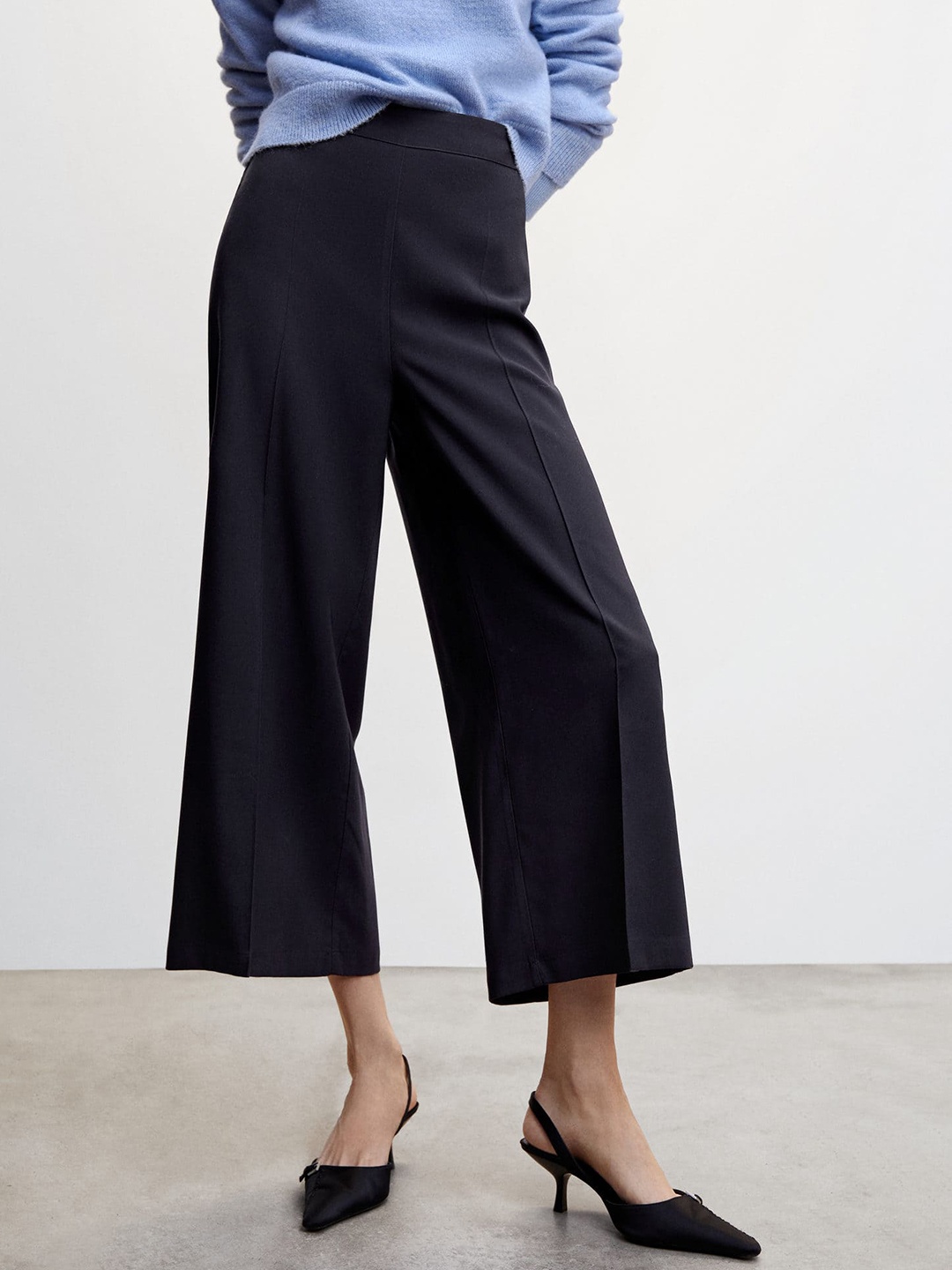 

MANGO Women High-Rise Culottes Trousers, Navy blue