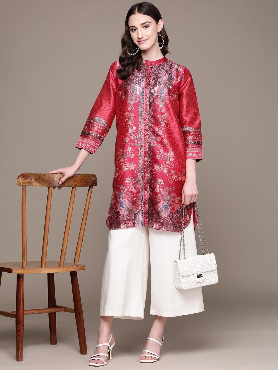 

aarke Ritu Kumar Ethnic Motifs Printed Kurti, Magenta