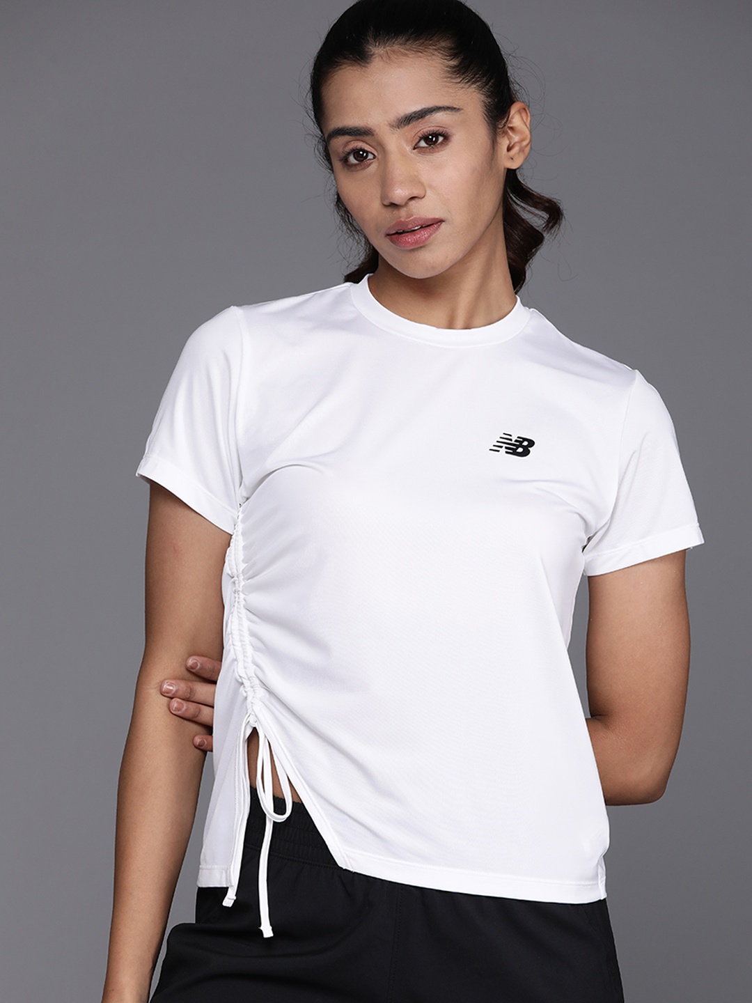 

New Balance Ruched Detail Running Top, White