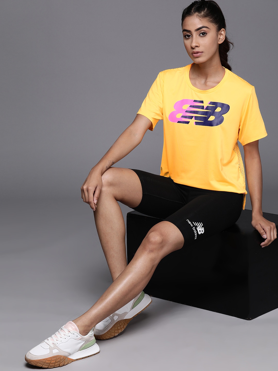 

New Balance Brand Logo Print Relaxed Fit Abzorb Running T-shirt, Yellow