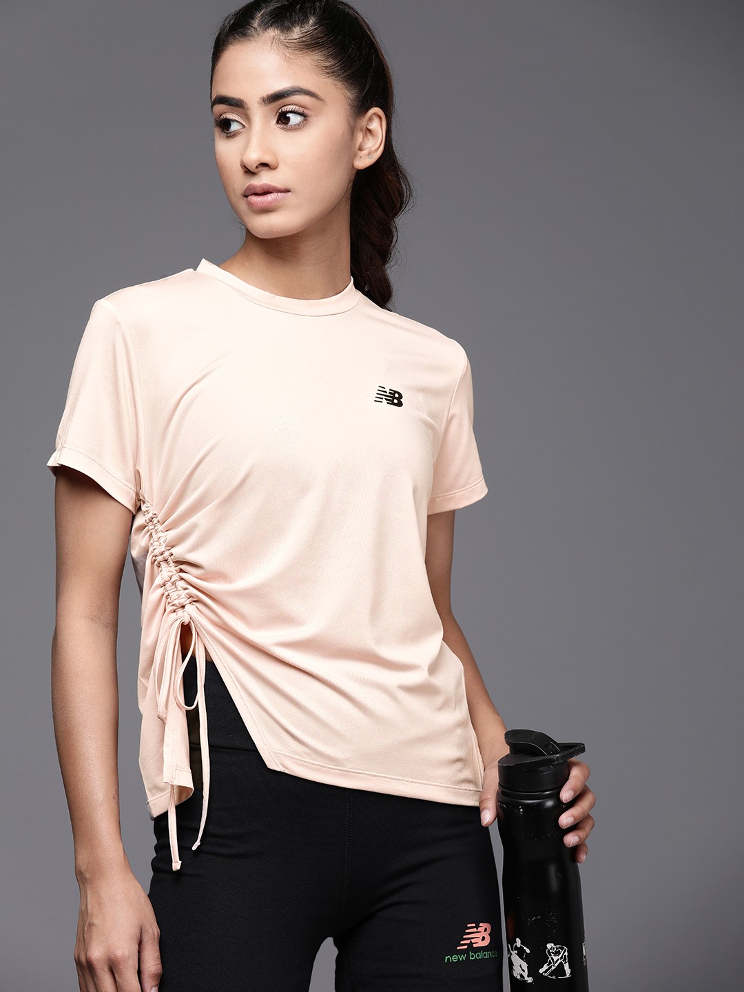 

New Balance Ruched & Tie-Up Detail Regular Fit Top, Peach