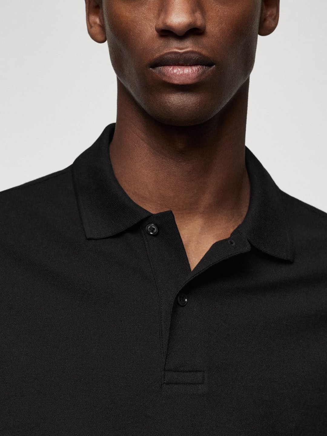 

MANGO MAN Polo Collar Pure Cotton T-shirt, Black