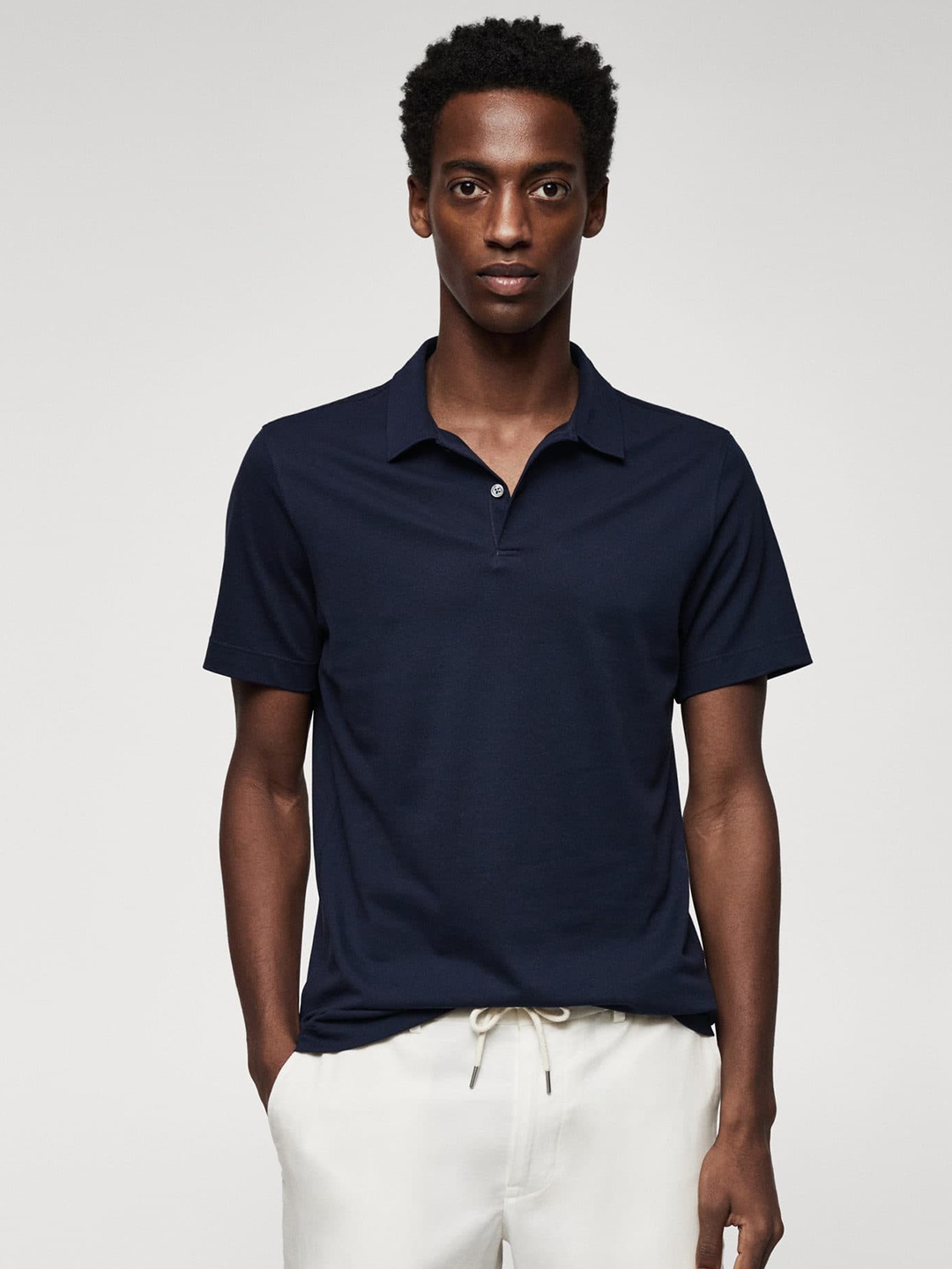

MANGO MAN Polo Collar Slim Fit T-shirt, Navy blue