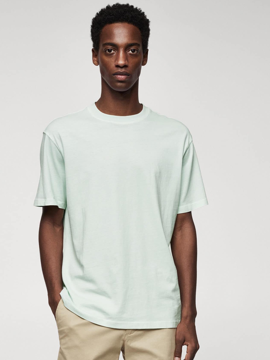 

MANGO MAN Relaxed Fit Pure Cotton T-shirt, Sea green