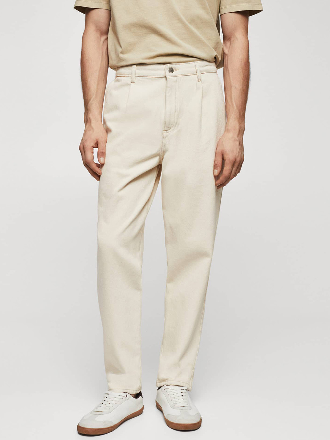 

MANGO MAN Loose Fit Cotton Sustainable Jeans, Cream