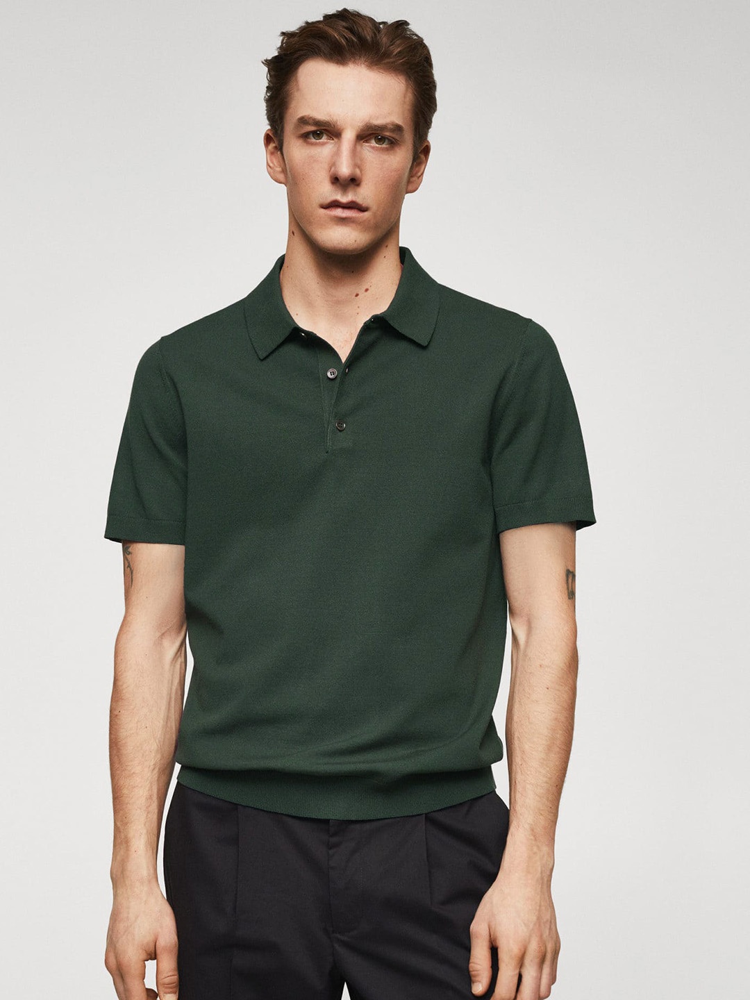 

MANGO MAN Polo Collar Slim Fit T-shirt, Green