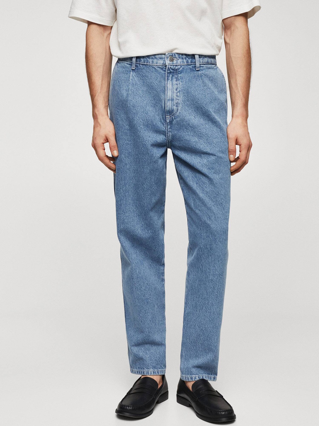 

MANGO MAN Pure Cotton Slouchy Fit Jeans, Blue