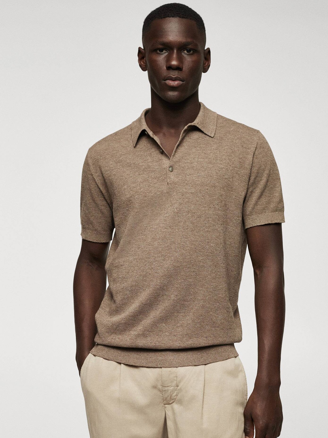 

MANGO MAN Polo Collar T-shirt, Brown
