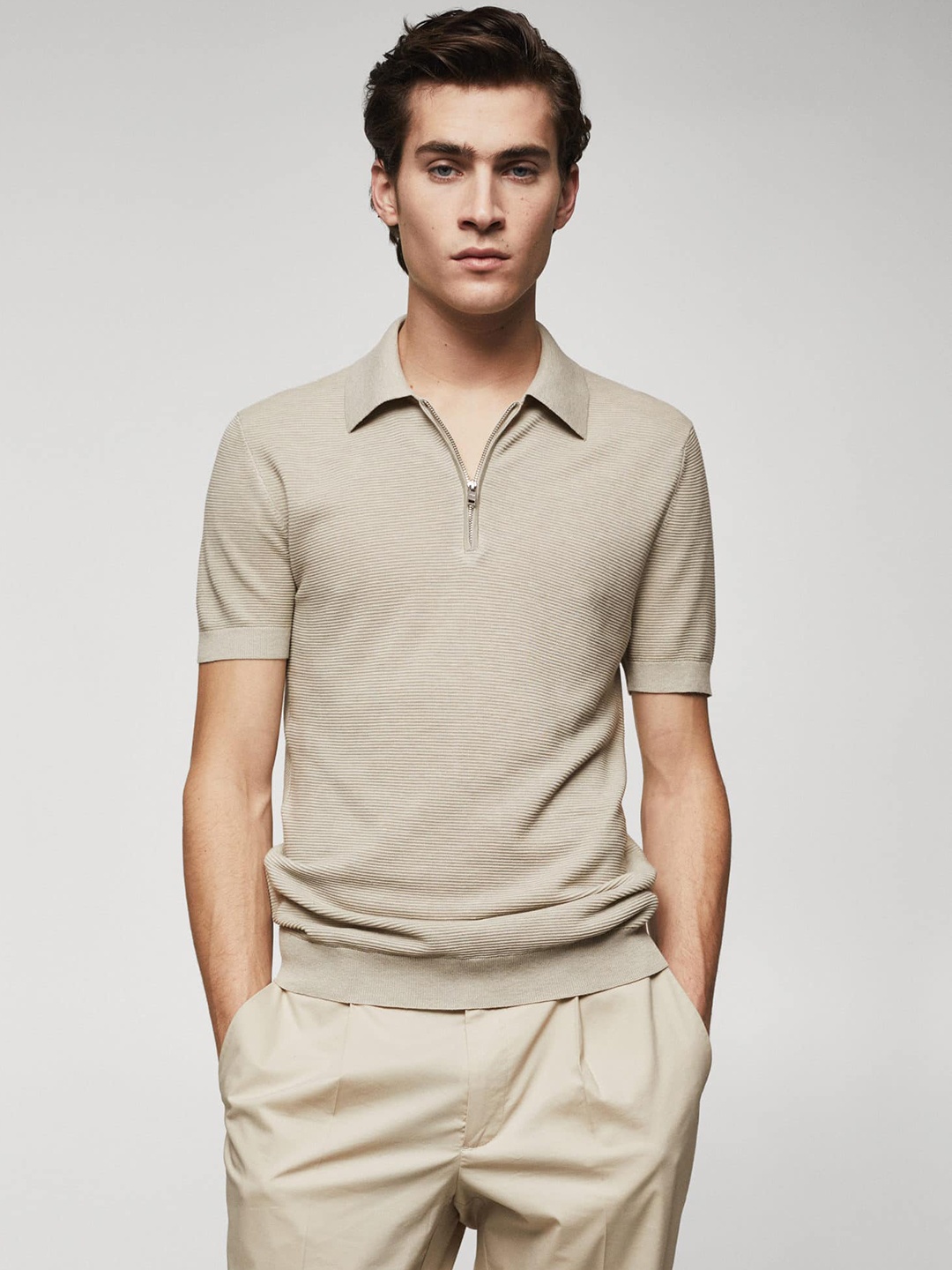 

MANGO MAN Polo Collar T-shirt, Beige