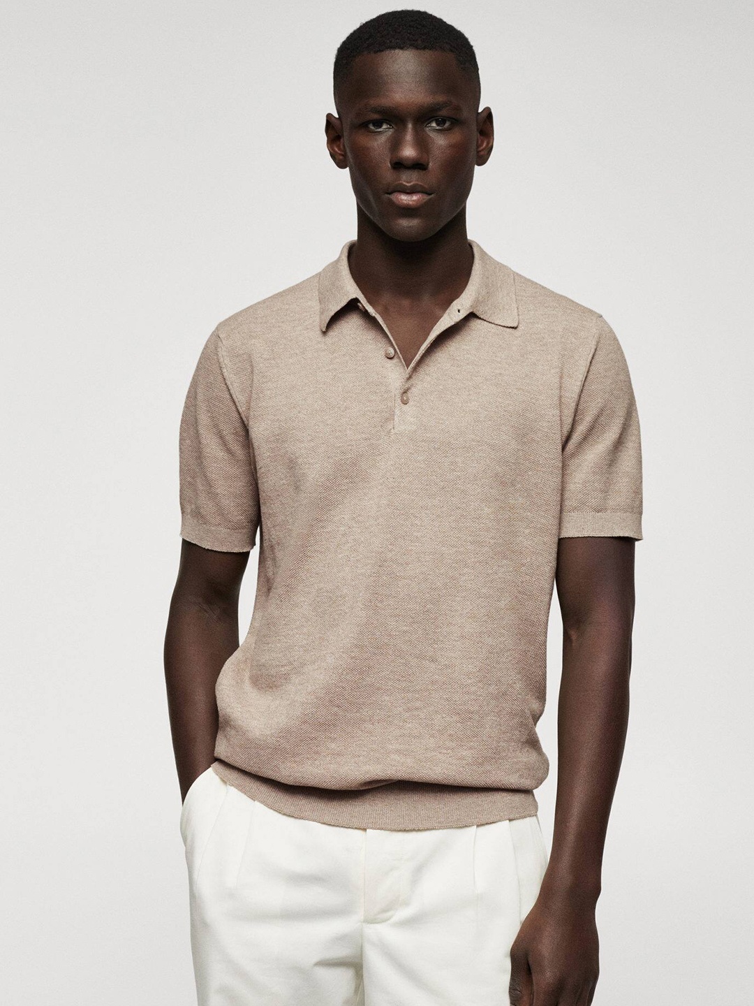 

MANGO MAN Polo Collar T-shirt, Beige