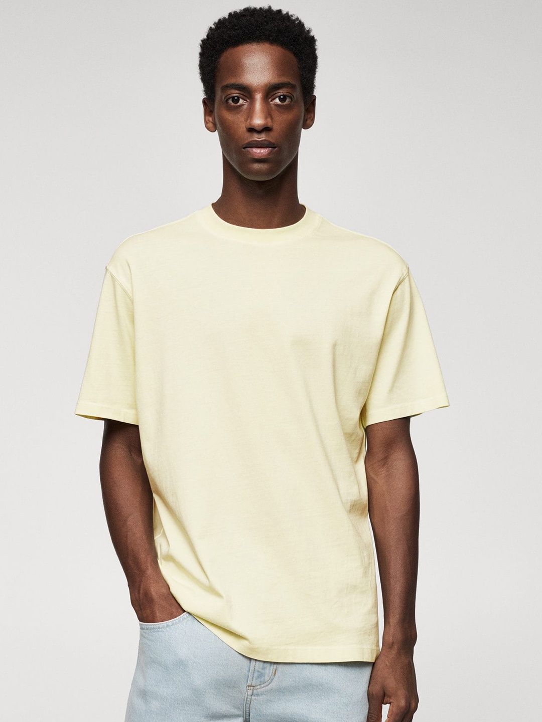 

MANGO MAN Relaxed Fit Pure Cotton T-shirt, Yellow