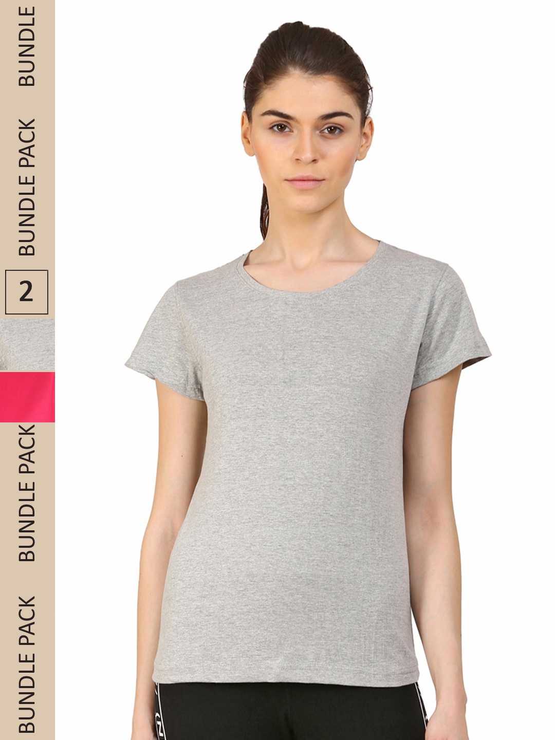 

appulse Pack Of 2 Slim Fit Cotton T-shirts, Grey