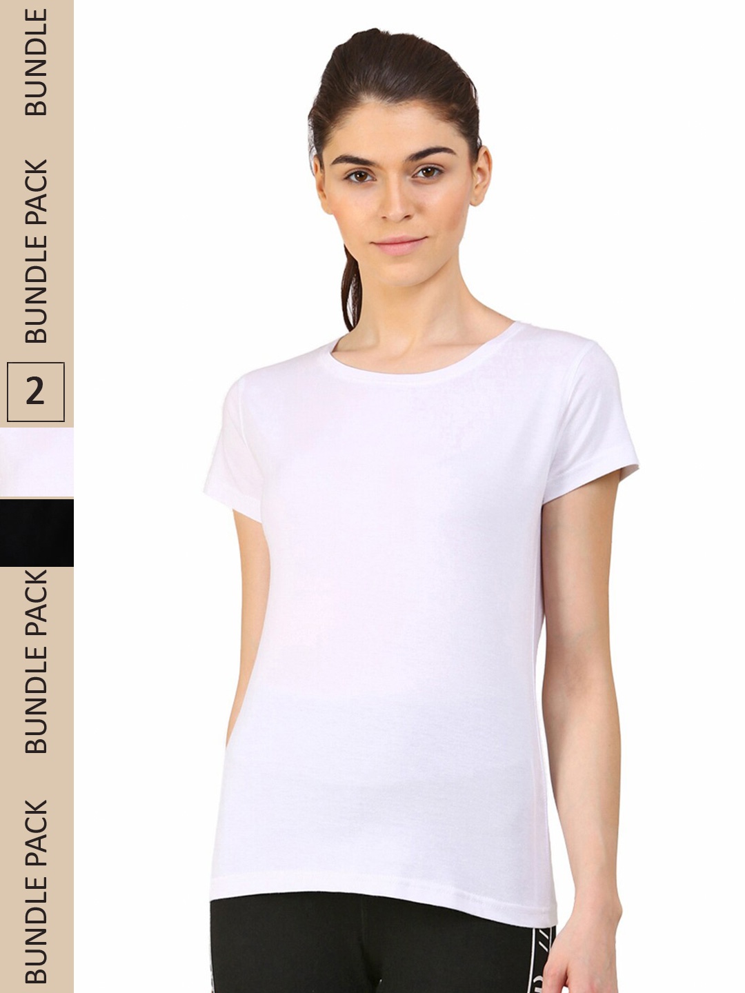 

appulse Pack Of 2 Slim Fit Cotton T-shirts, White