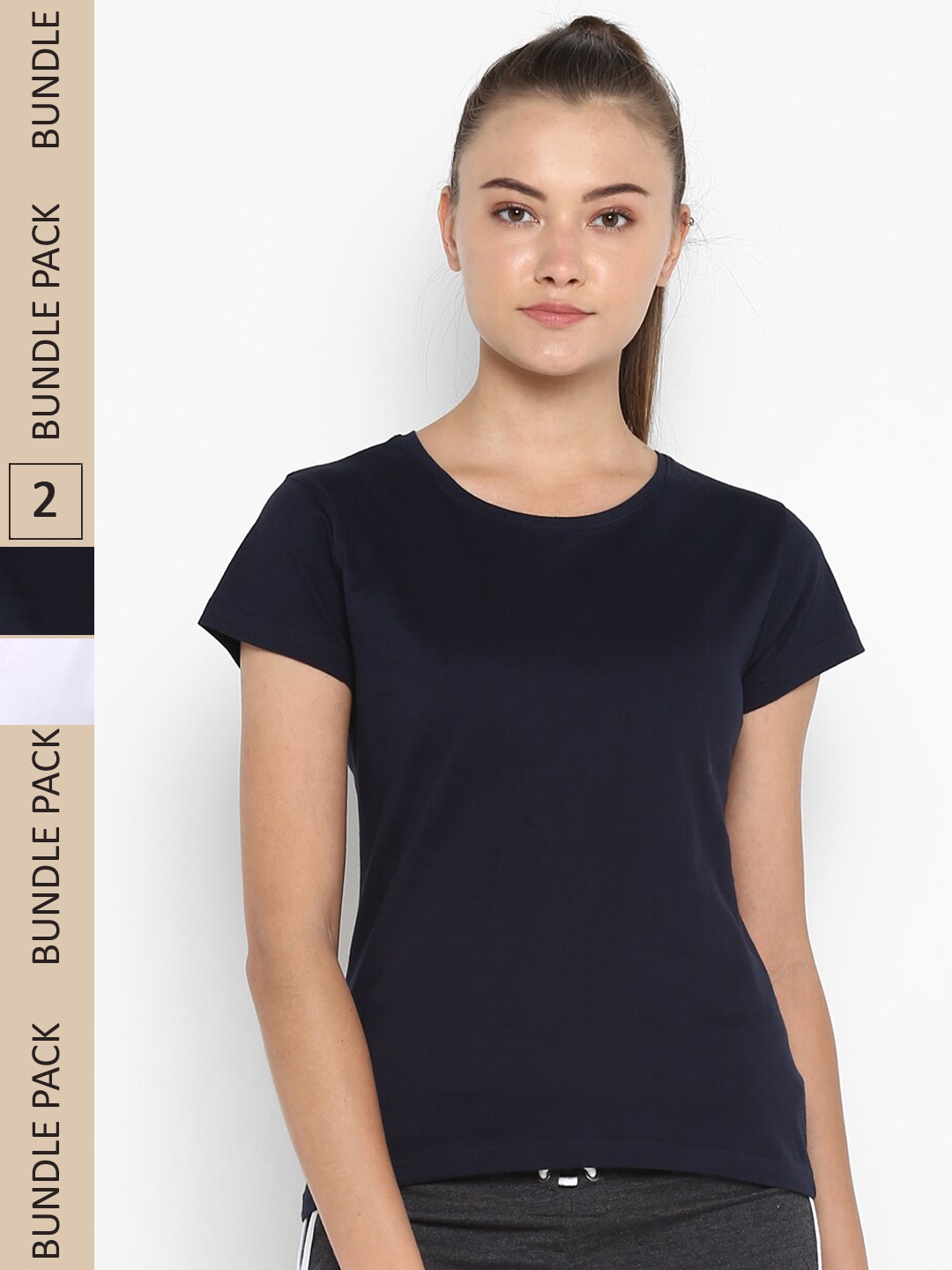 

appulse Pack Of 2 Slim Fit Cotton T-shirts, Navy blue