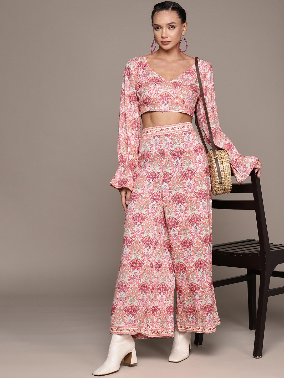 

aarke Ritu Kumar Printed Top with Trousers, Pink