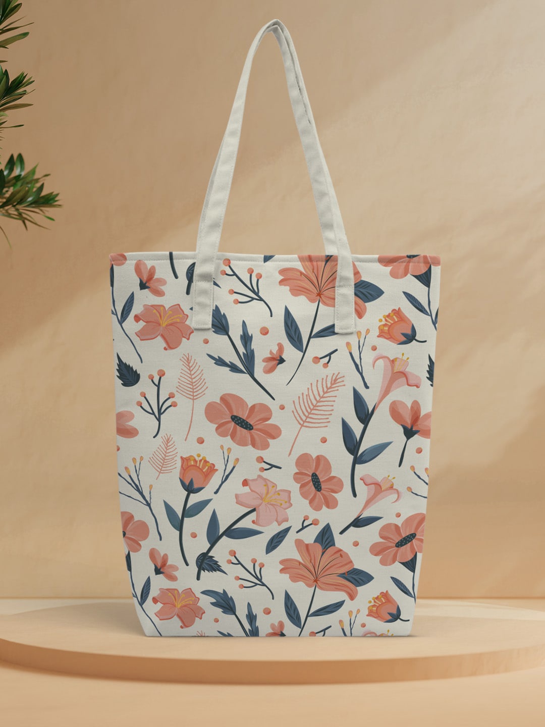 

Crazy Corner Floral Printed Canvas Shopper Tote Bag, White