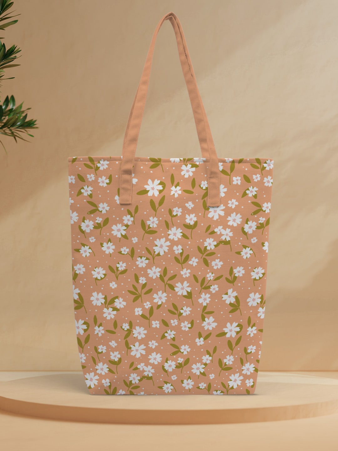 

Crazy Corner Floral Printed Canvas Shopper Tote Bag, Peach