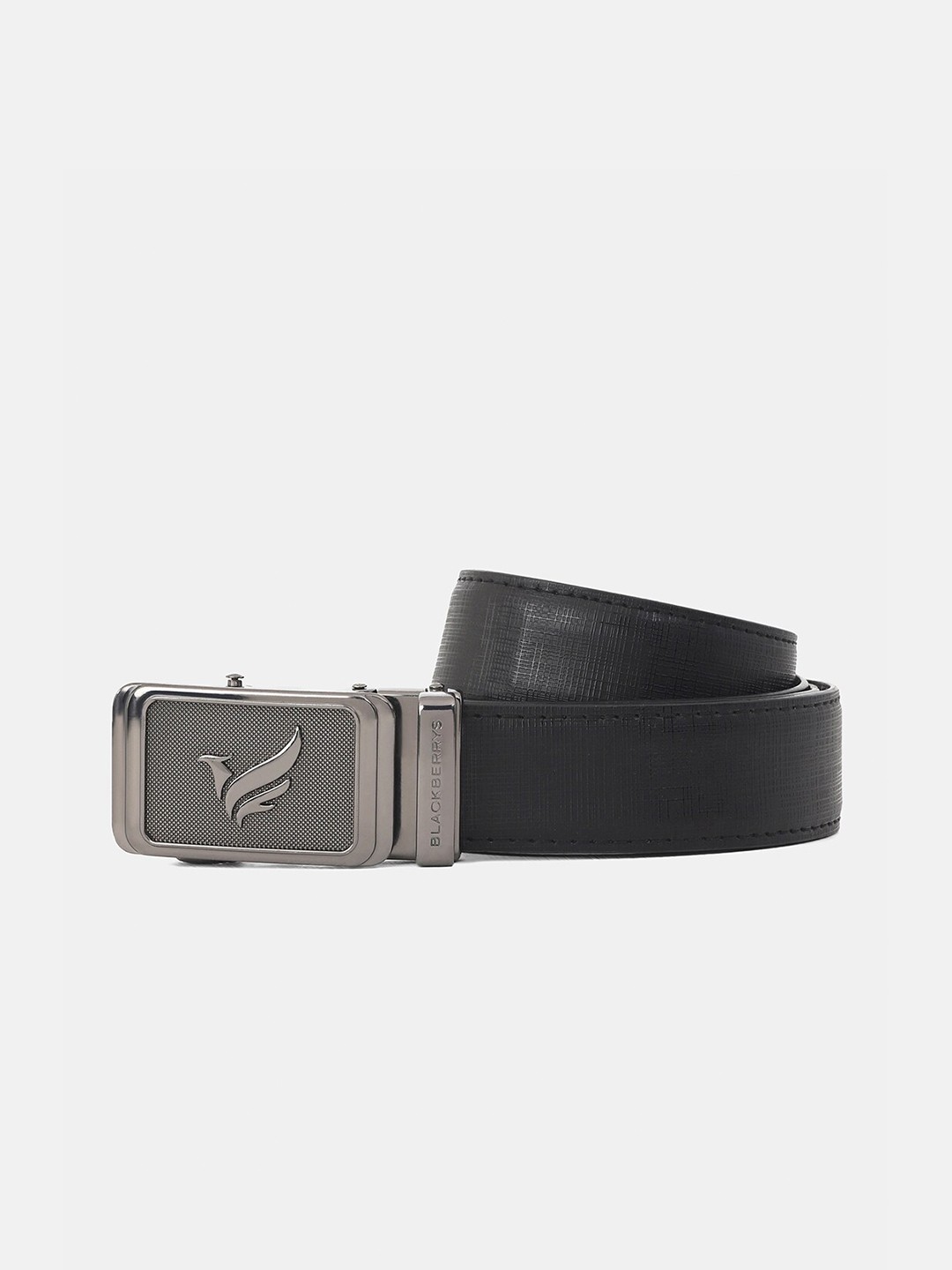 

Blackberrys Men Slider Buckle Textured Leather Belt, Black