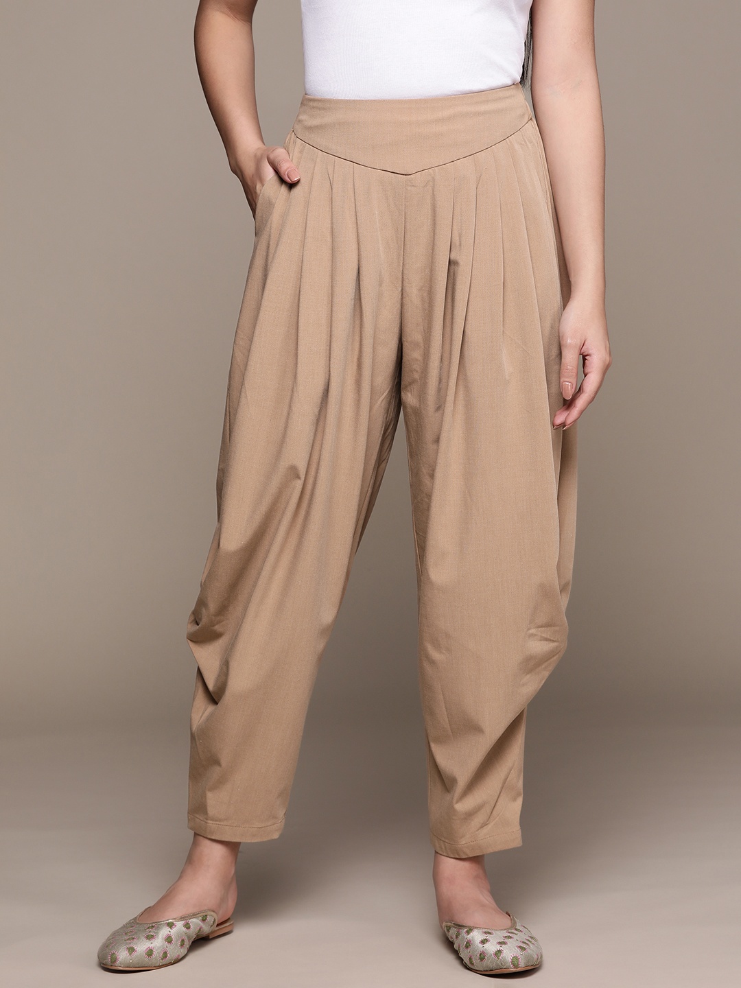 

Ritu Kumar Women Solid Dhoti Pants, Tan