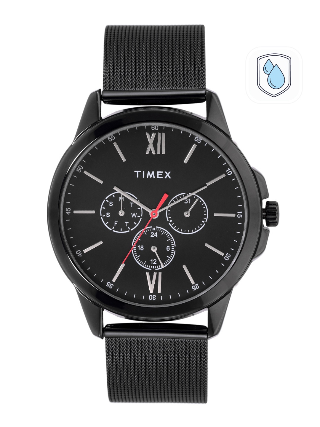 

Timex Men Brass Dial & Bracelet Style Straps Analogue Multi Function Watch TWEG165SMU13, Black