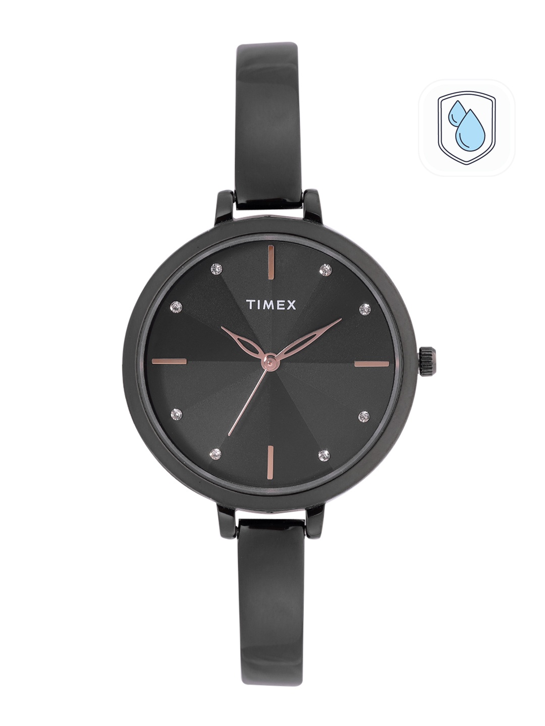 

Timex Women Brass Dial & Black Bracelet Style Straps Analogue Watch TWEL128SMU06