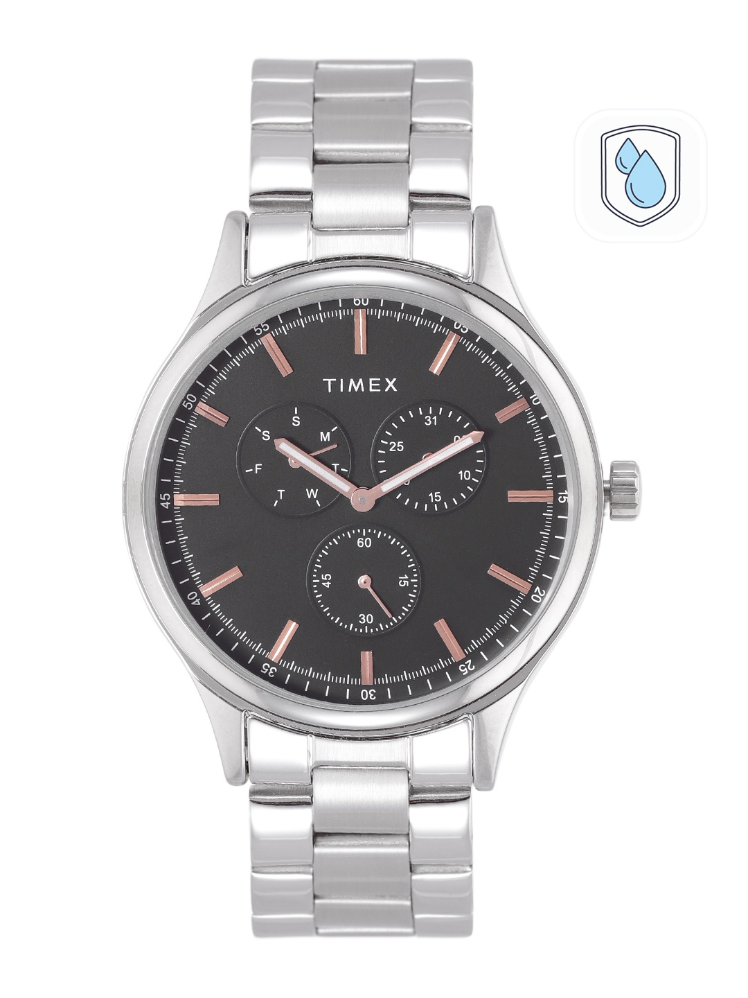 

Timex Men Brass Dial & Bracelet Style Straps Analogue Multi Function Watch TWEG184SMU08, Black