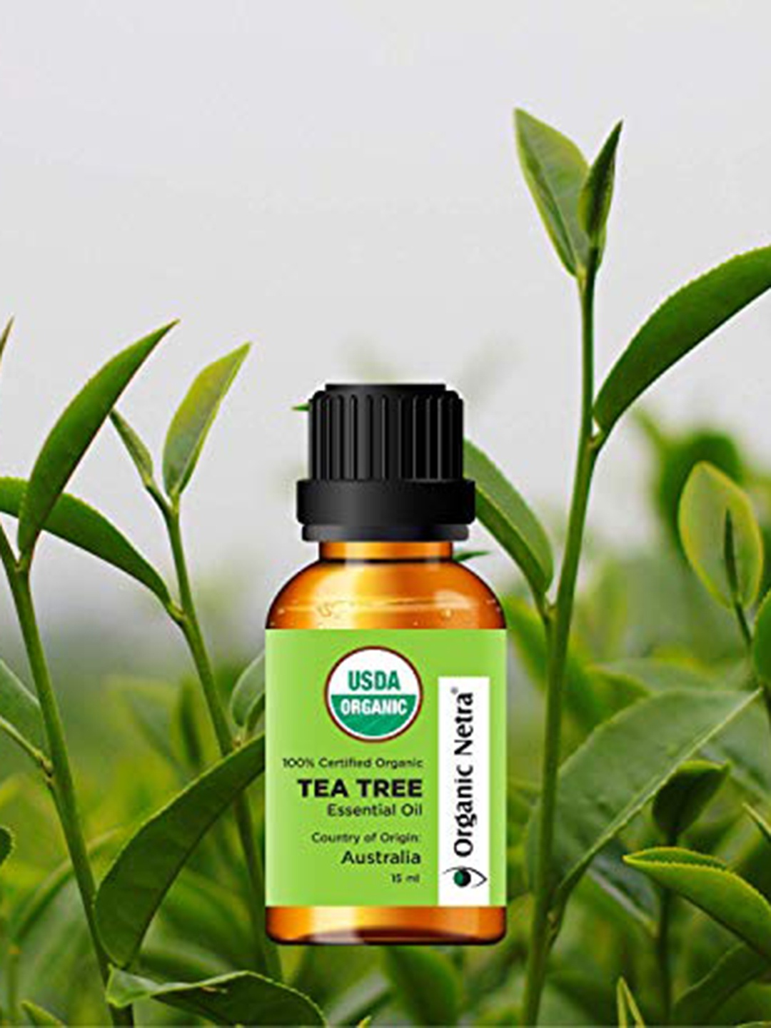 

Organic Netra Australian Tea Tree 100% Pure Certified Organic Oil - 15 ml, Green