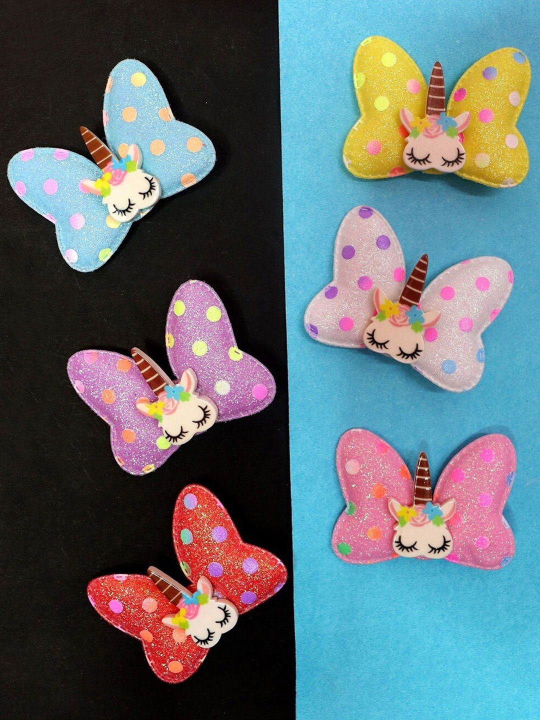 

Krelin Girls Set Of 6 Unicorn Printed Fabric and Metal Alligator Hair Clips, Pink