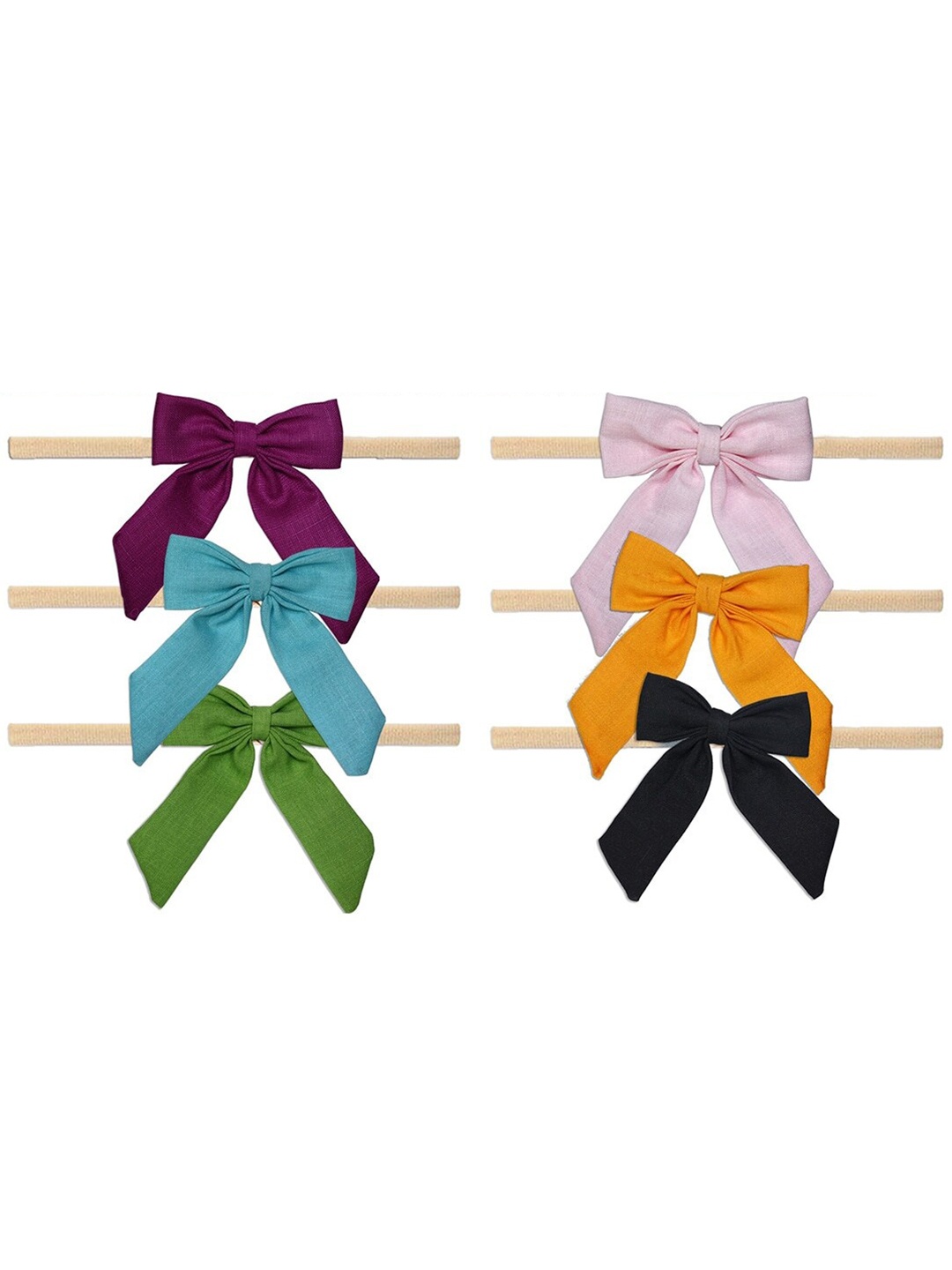 

Krelin Infant Girls Set Of 6 Fabric Bow Hairbands, Purple