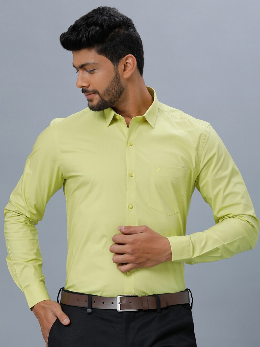 

Ramraj Men Cotton Long Sleeves Opaque Formal Shirt, Yellow
