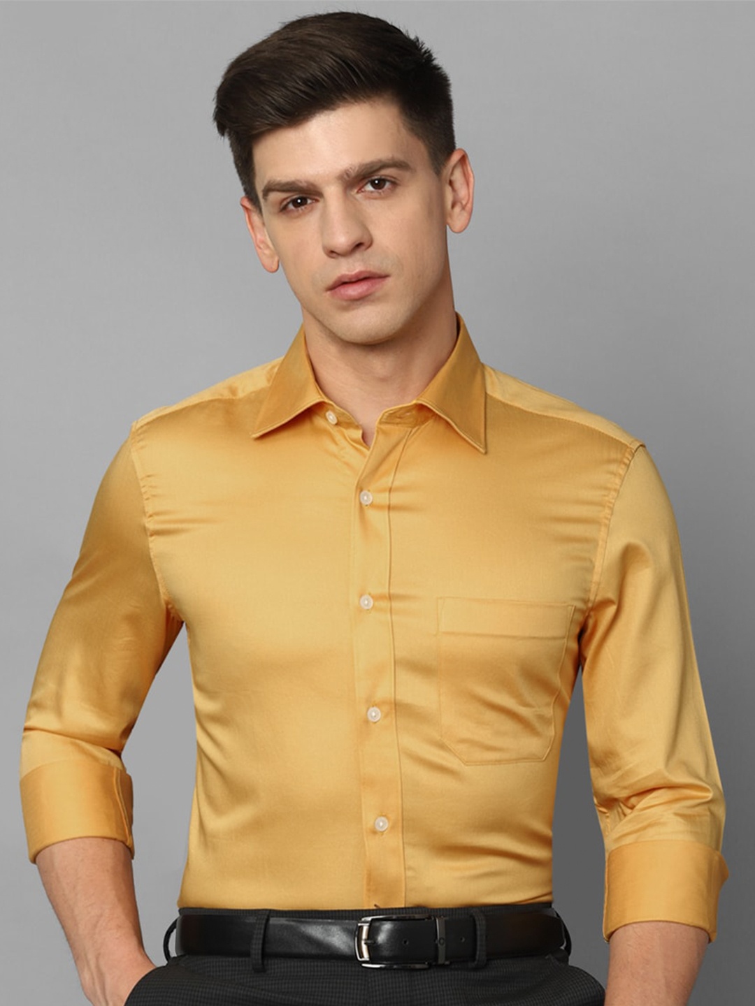 

Louis Philippe Regular Fit Opaque Pure Cotton Formal Shirt, Mustard