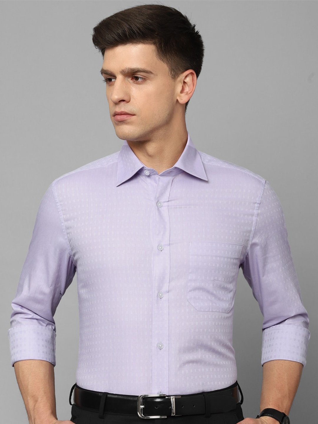 

Louis Philippe Pure Cotton Opaque Checked Formal Shirt, Purple