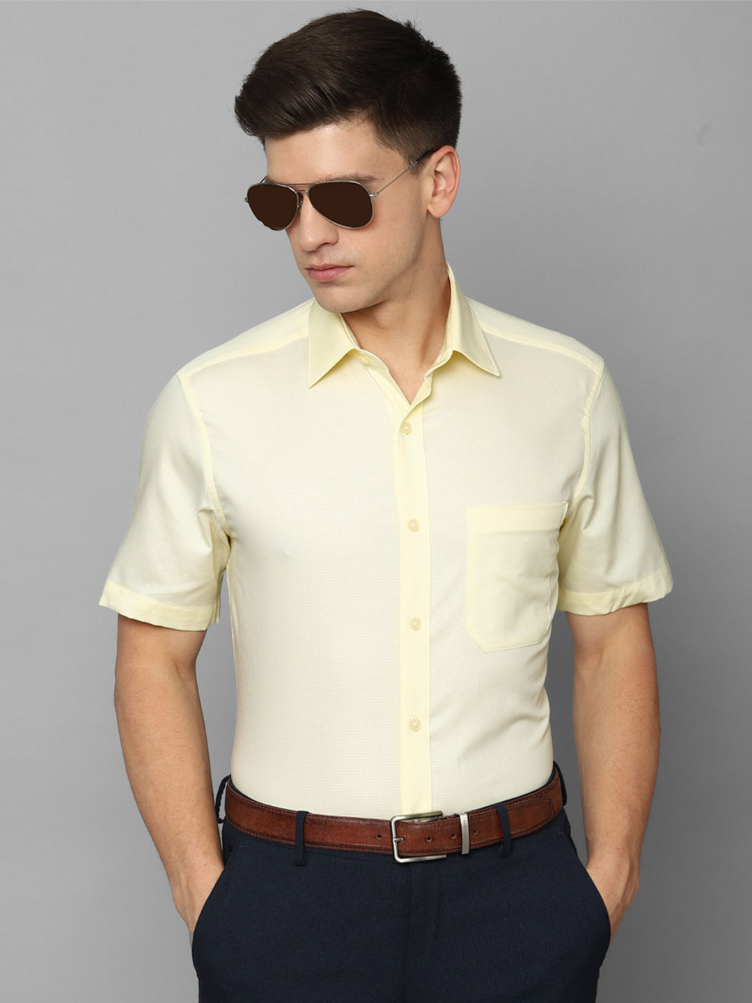 

Louis Philippe Opaque Pure Cotton Formal Shirt, Yellow