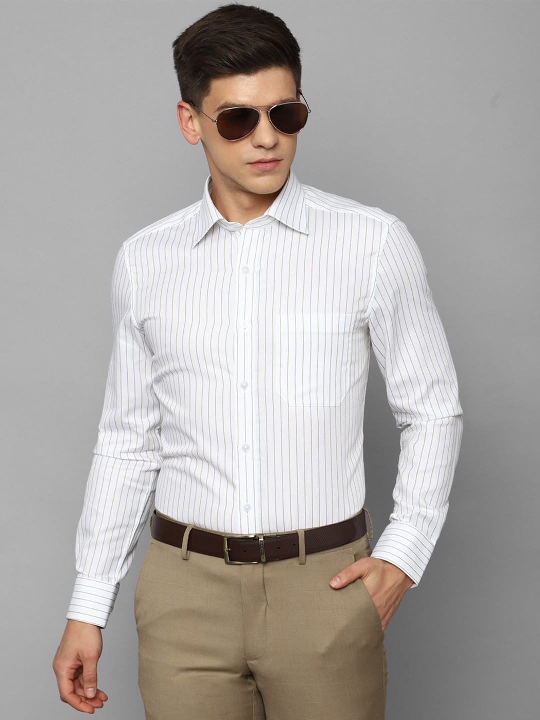 

Louis Philippe Striped Opaque Pure Cotton Formal Shirt, White