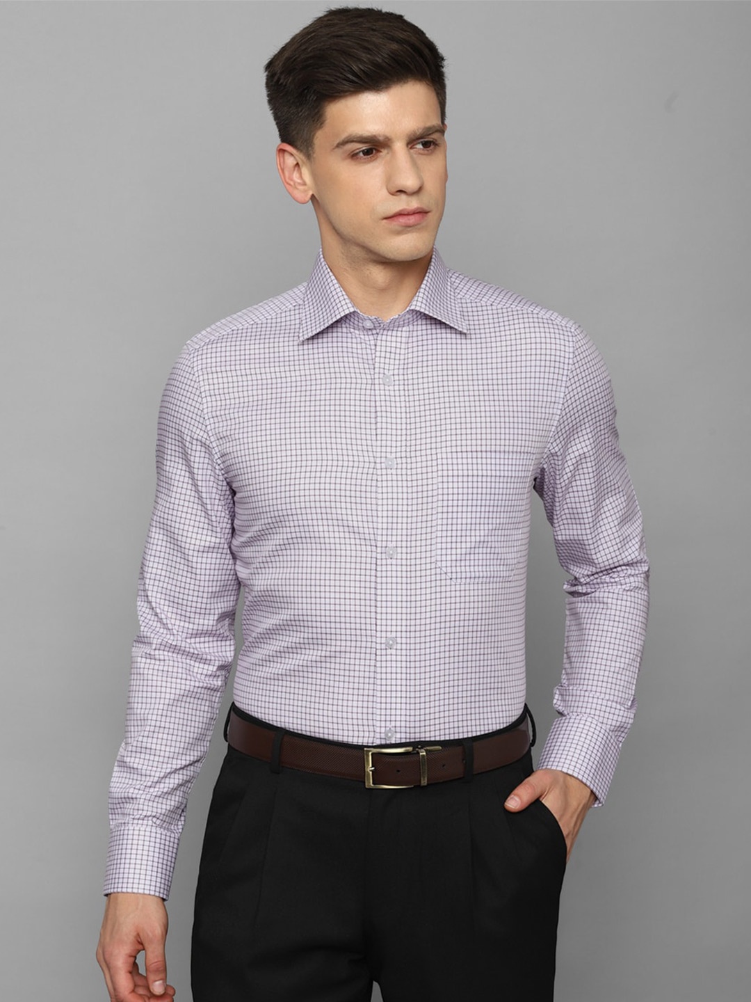 

Louis Philippe Checked Pure Cotton Formal Shirt, Pink