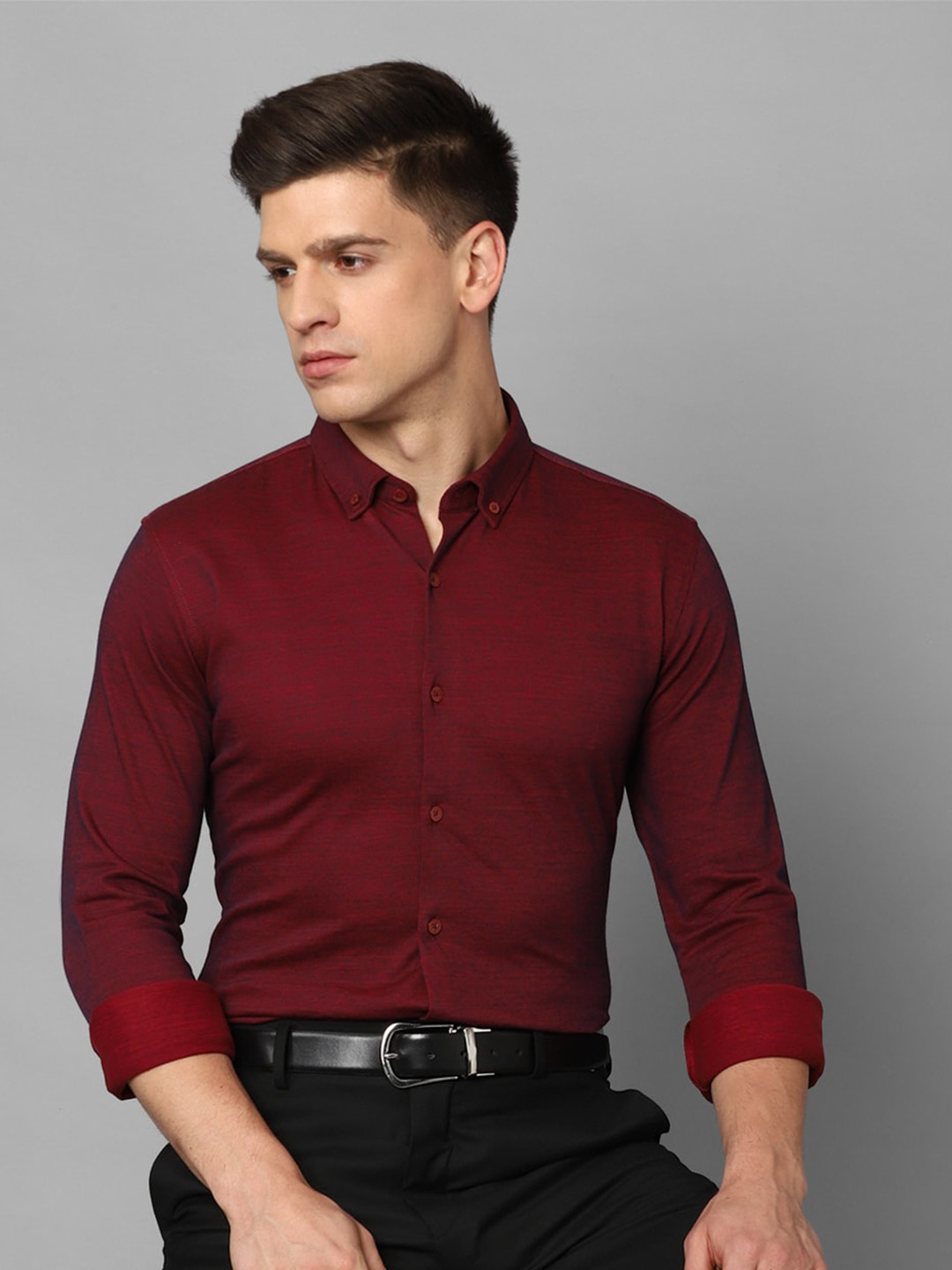 

Louis Philippe Permapress Pure Cotton Slim Fit Opaque Wrinkle Free Formal Shirt, Maroon