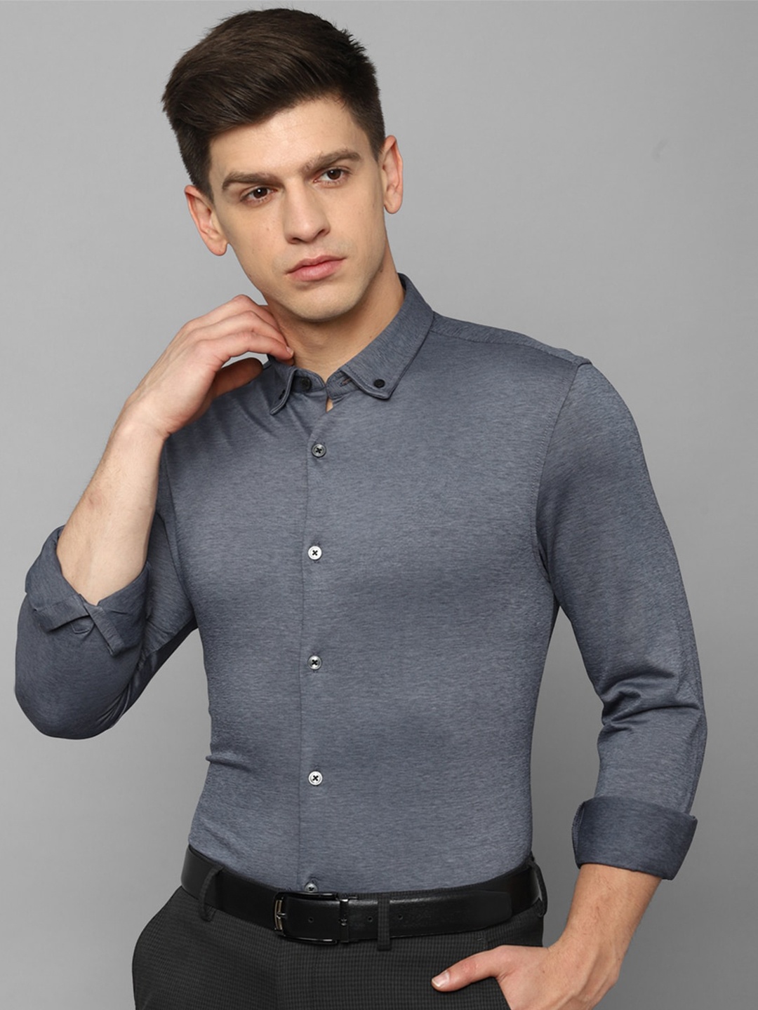 

Louis Philippe Pure Cotton Slim Fit Opaque Formal Shirt, Grey