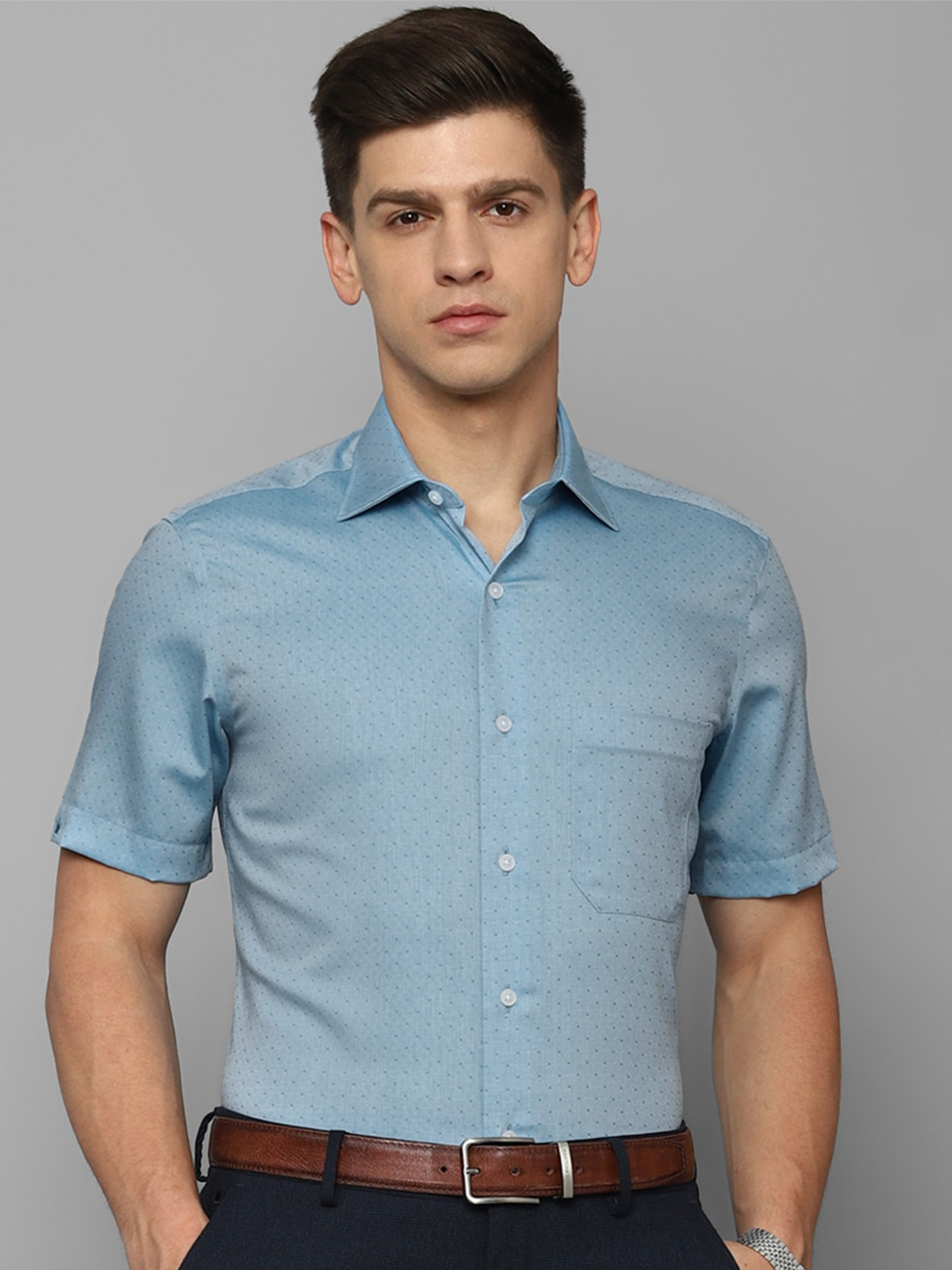 

Louis Philippe Pure Cotton Opaque Formal Shirt, Blue