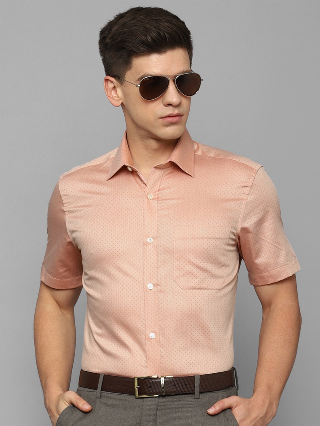 

Louis Philippe Pure Cotton Opaque Formal Shirt, Peach