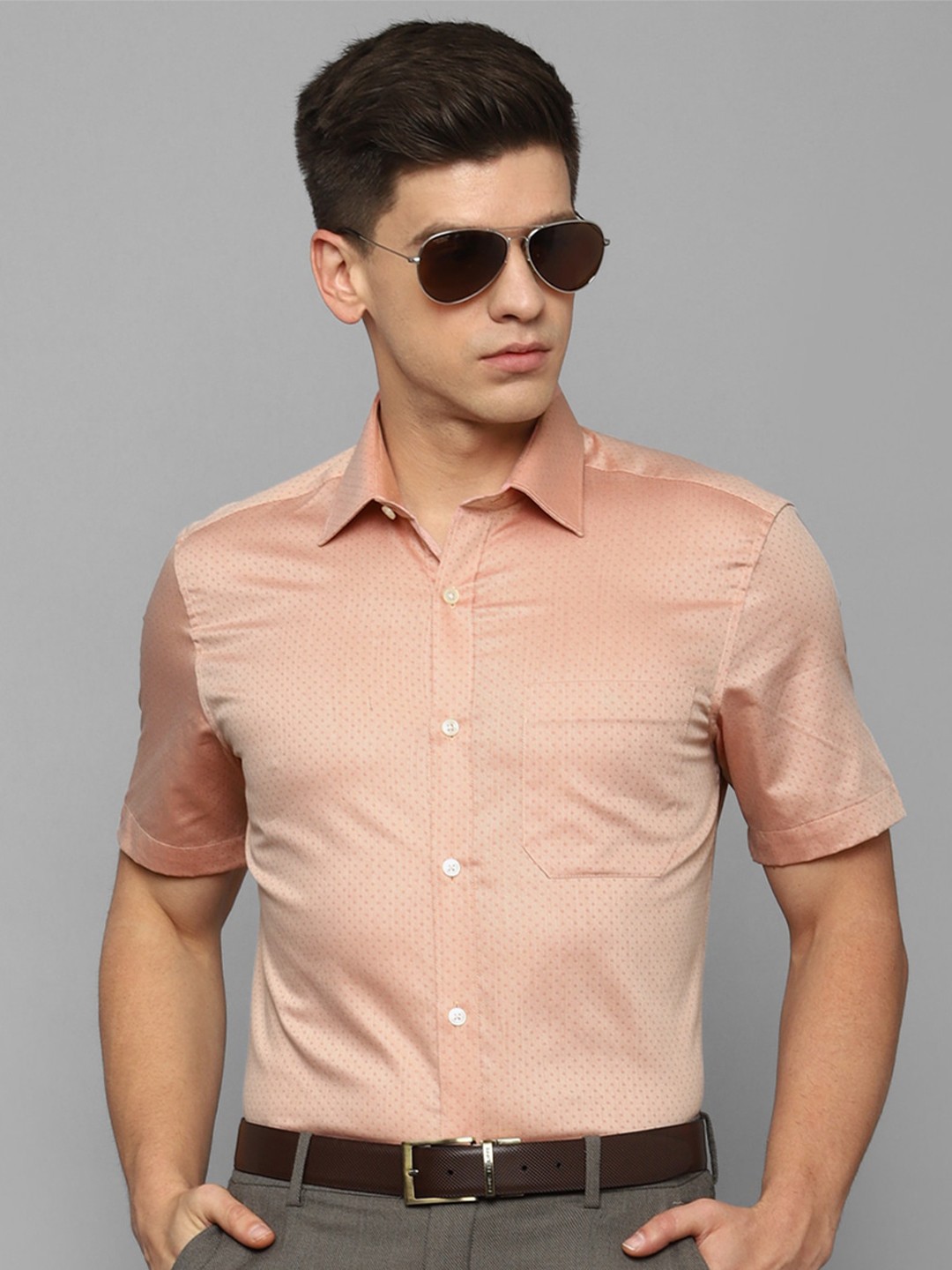

Louis Philippe Pure Cotton Opaque Formal Shirt, Peach