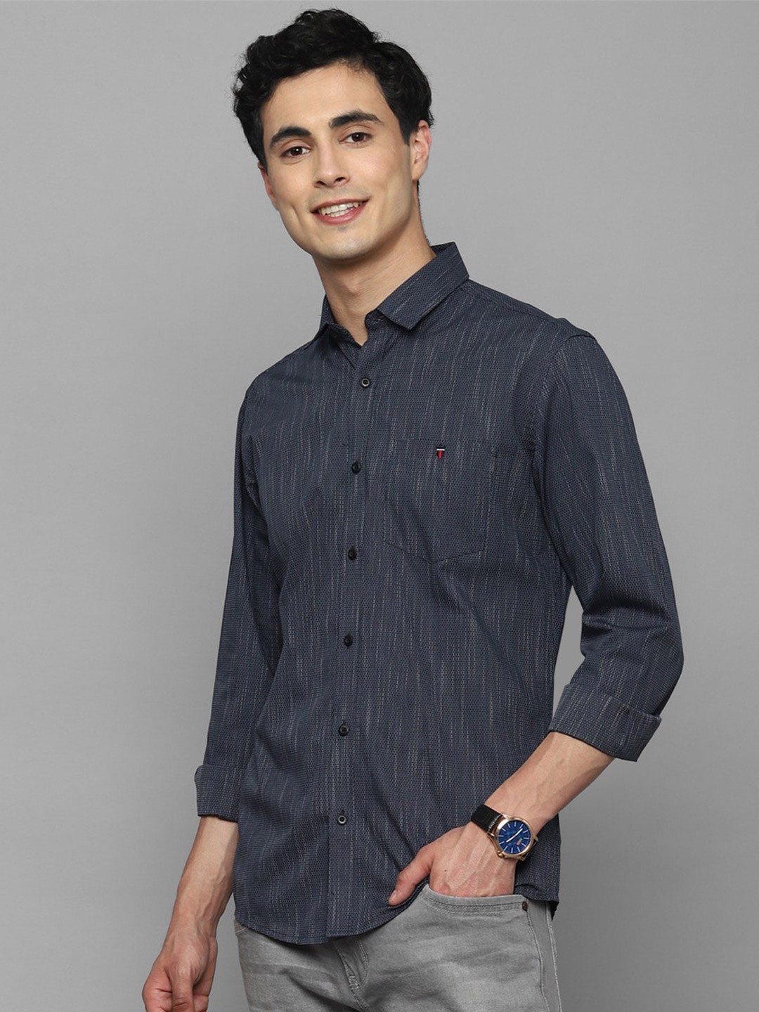 

Louis Philippe Jeans Pure Cotton Slim Fit Opaque Casual Shirt, Grey
